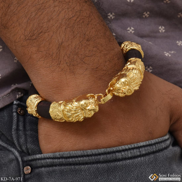 Lion Face & Thakor Gorgeous Design Gold Plated Genda Kada