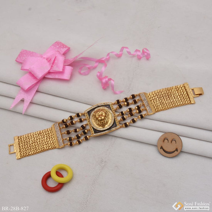 High-quality gold watch with pink ribbon and bow - Lion Fancy Design - Style B827