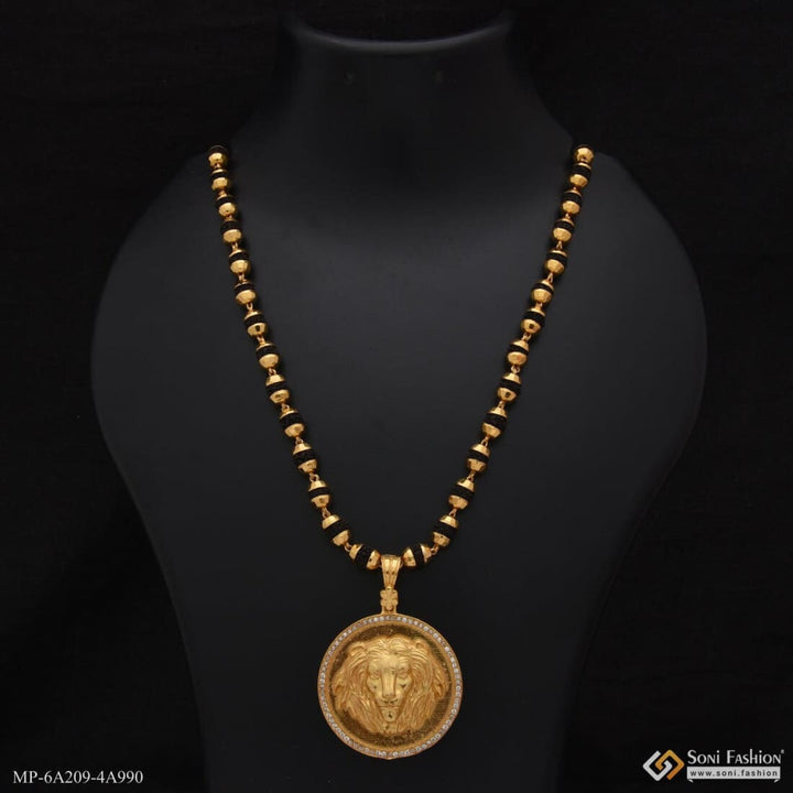 Lion Glamorous Design Gold Plated Rudraksha Mala