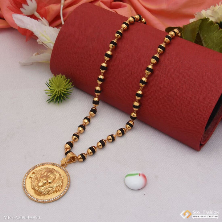 Lion Glamorous Design Gold Plated Rudraksha Mala