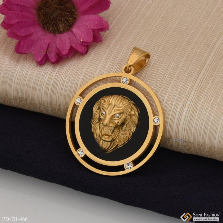 Lion superior quality sparkling design gold plated pendant