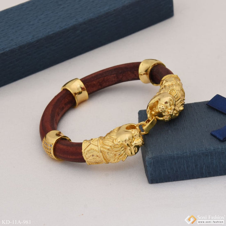 Gold Plated Lion Head Bracelet with Diamond Fashionable Design