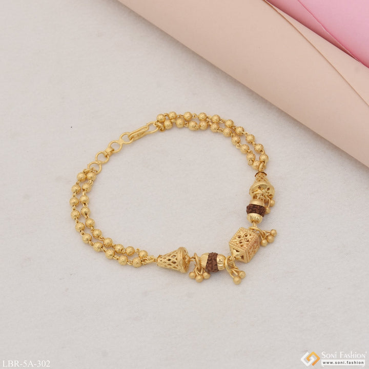 Lovely Design With Rudraksha Designer Gold Plated Bracelet