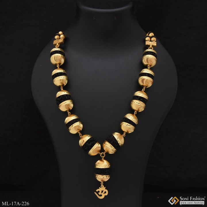 2 line rudraksha mala premium-grade quality gold plated for