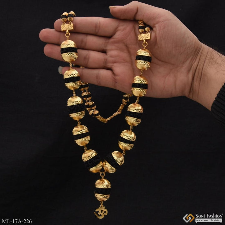 2 line rudraksha mala premium-grade quality gold plated for