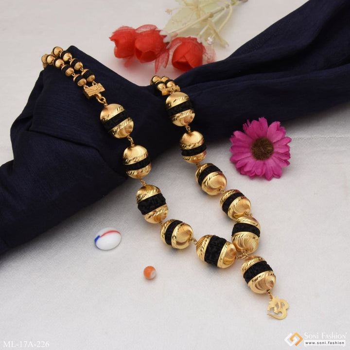 2 line rudraksha mala premium-grade quality gold plated for