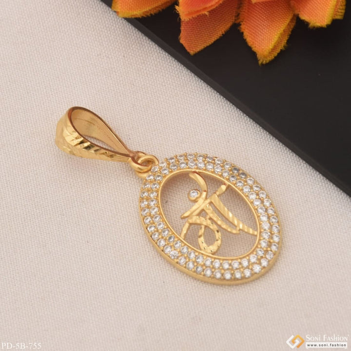 Maa With Diamond Fancy Design High-quality Gold Plated