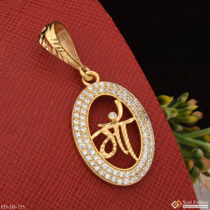 Maa With Diamond Fancy Design High-quality Gold Plated