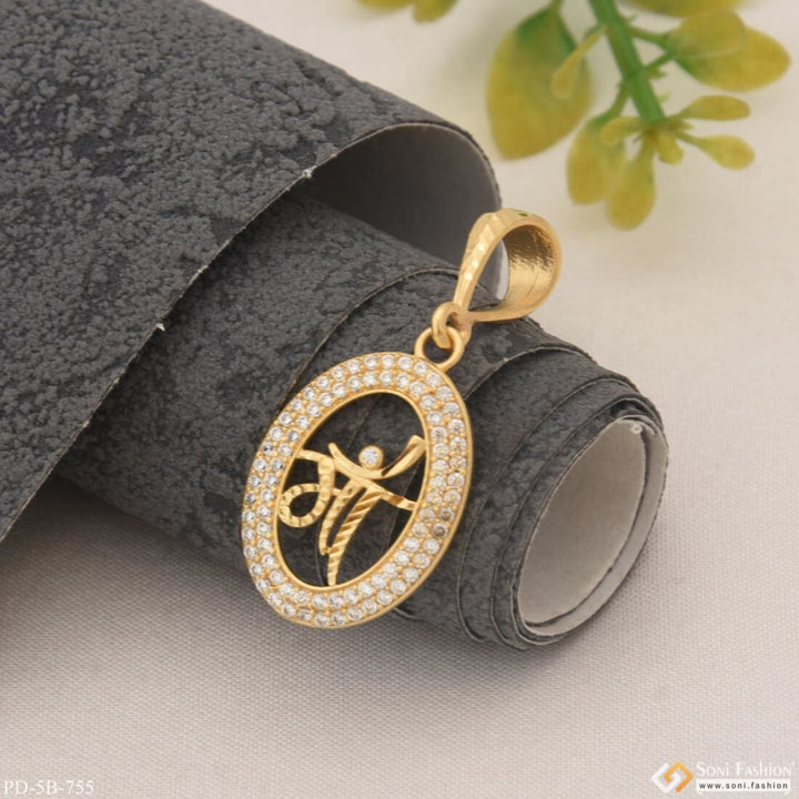 Maa With Diamond Fancy Design High-quality Gold Plated