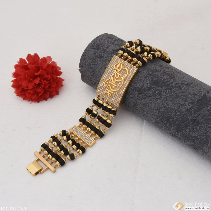 Mahadev with diamond awesome gold plated rudraksha bracelet