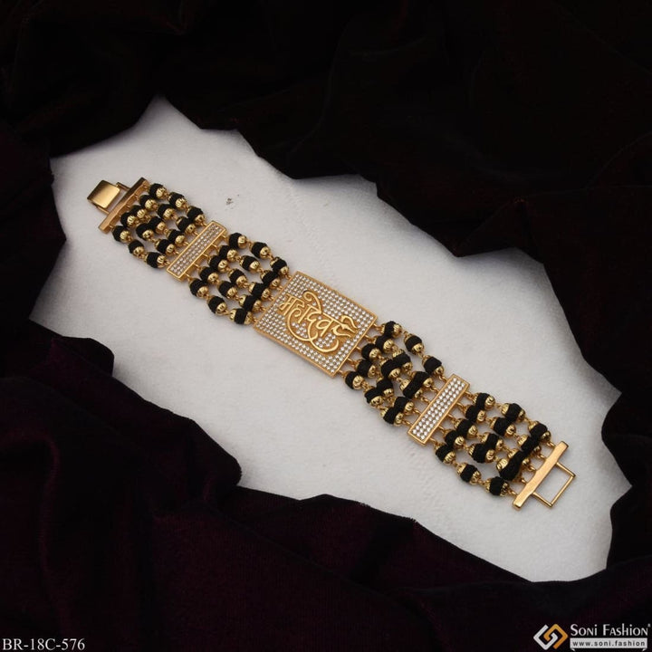 Mahadev with diamond awesome gold plated rudraksha bracelet