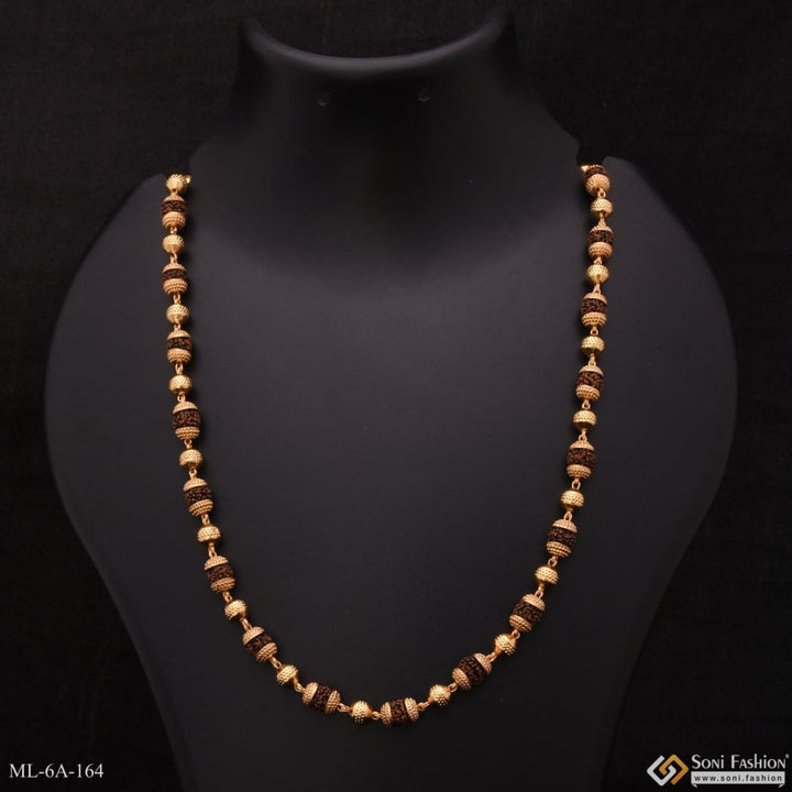 Mala with golden ball streamlined design gold plated