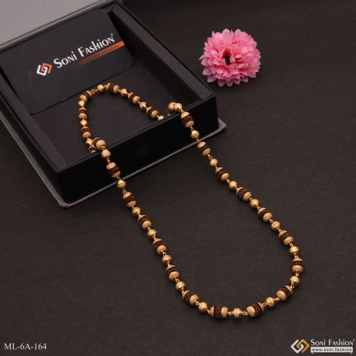 Mala with golden ball streamlined design gold plated