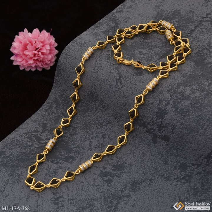 Gold plated mala bracelet with diamond clasp for men - Style A368