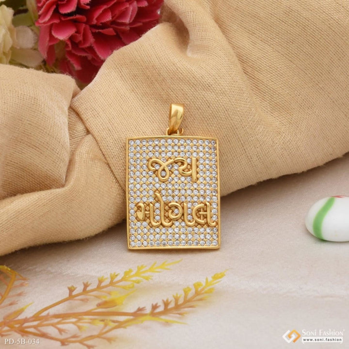 Jay mogal with diamond glamorous design gold plated pendant