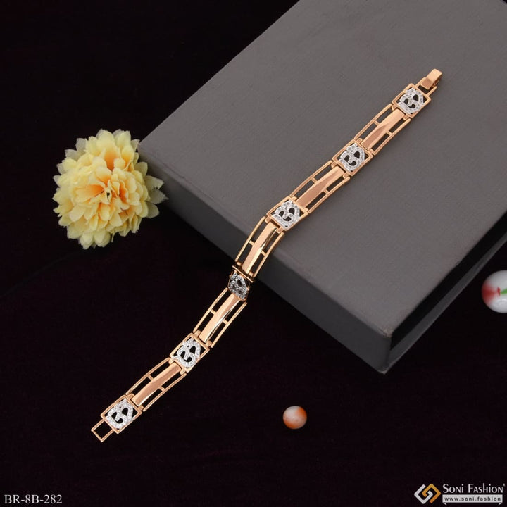 Rose gold bracelet with diamond and flower design - Om With Diamond Best Quality Attractive Design B282