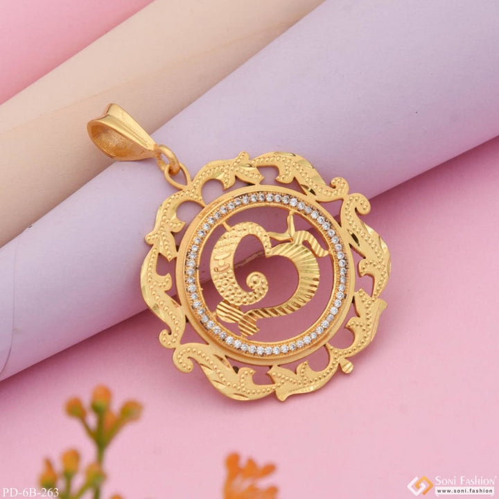 Om With Diamond Best Quality Elegant Design Gold Plated