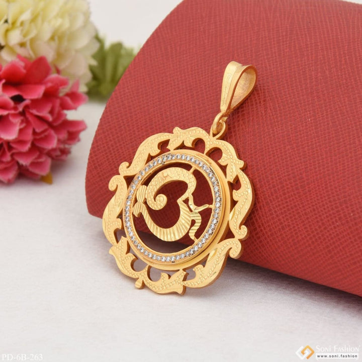 Om With Diamond Best Quality Elegant Design Gold Plated