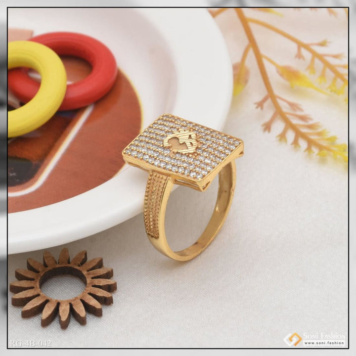 Om With Diamond Cool Design Superior Quality Gold Plated