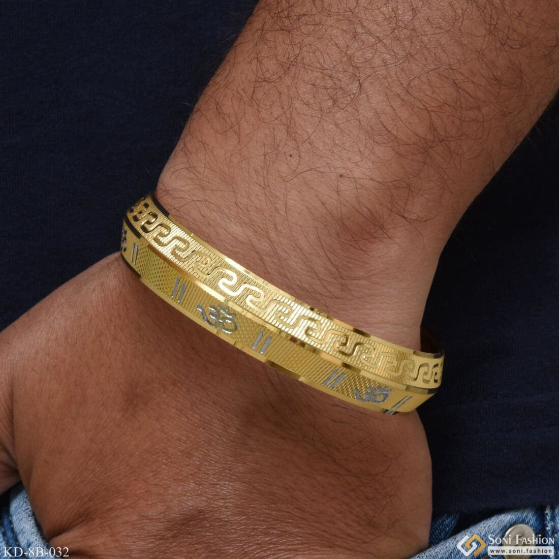Om Stunning Design Superior Quality Gold Plated Punjabi Kada For Men Soni Fashion