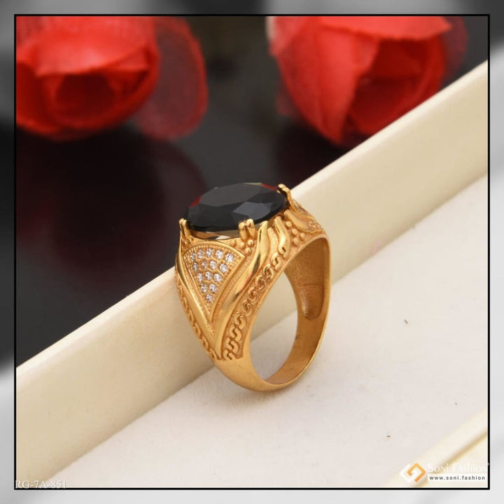 Owal shape black stone with diamond best quality gold plated