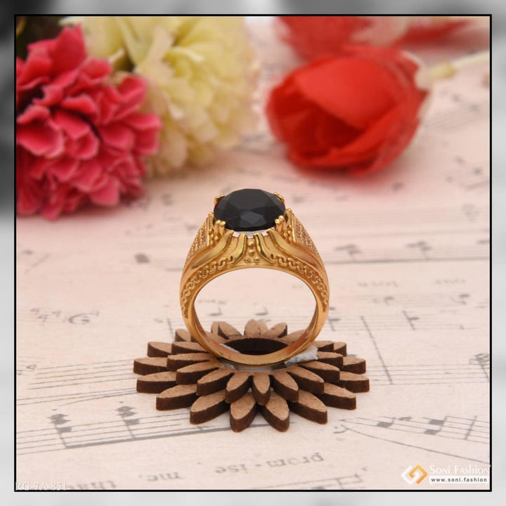 Owal shape black stone with diamond best quality gold plated