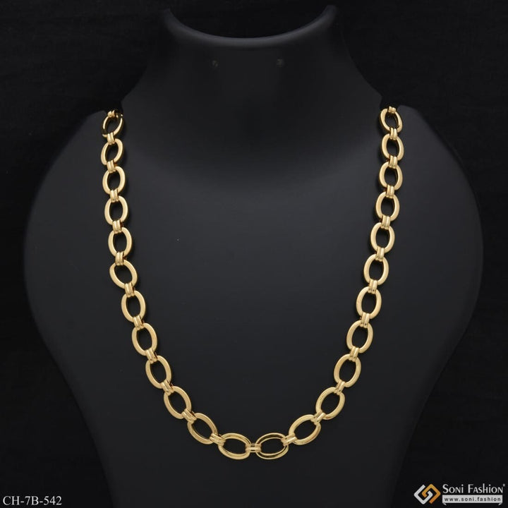 Owal Shape Linked Etched Design High-quality Golden Color