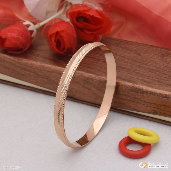 Punjabi Rose Gold Plated Kada With Line - Round Border