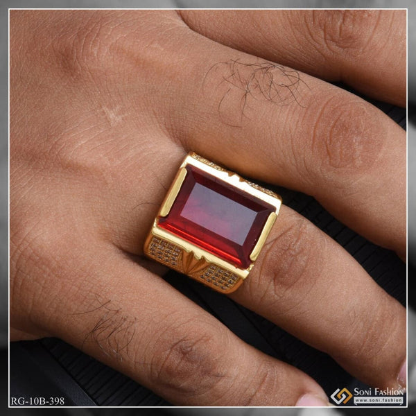 Buy Zumrut� Gold Plated Designer Red Pearl/Moti Ratti White Gemstone  stylish Good Luck Charm Fashion Finger Ring for Women/Men at Amazon.in