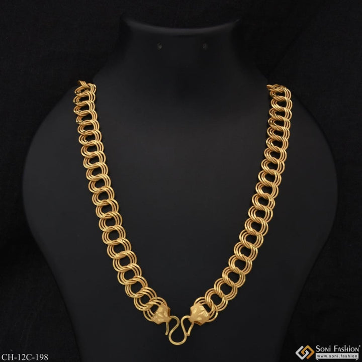 Ring into etched design high-quality gold plated chain for