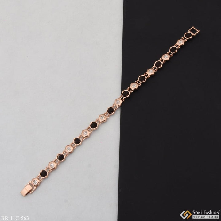 Rose gold with diamond delicate design rudraksha bracelet