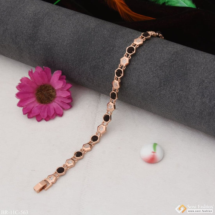 Rose gold with diamond delicate design rudraksha bracelet