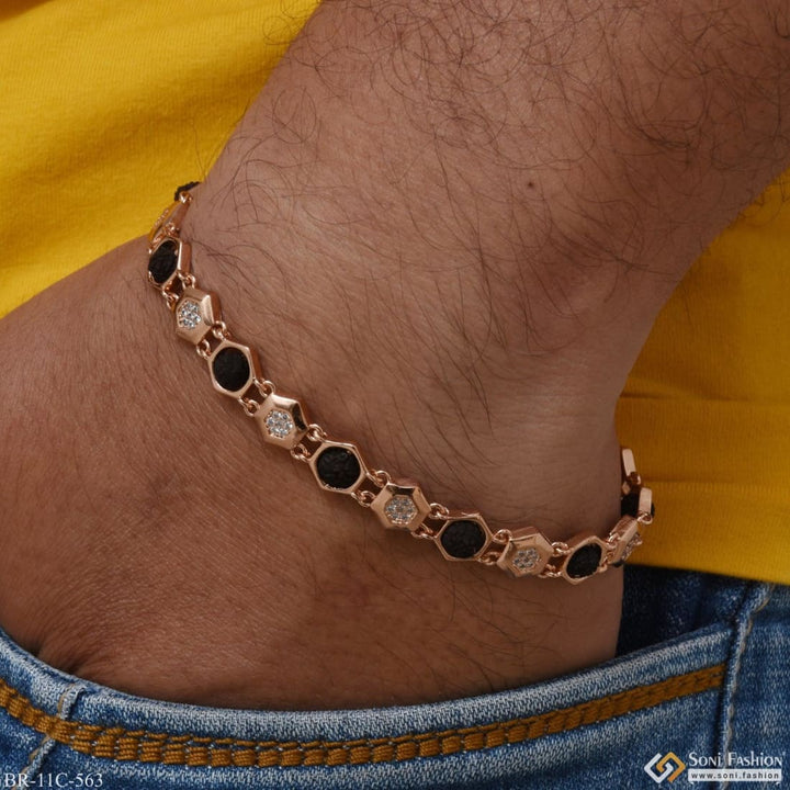 Rose gold with diamond delicate design rudraksha bracelet