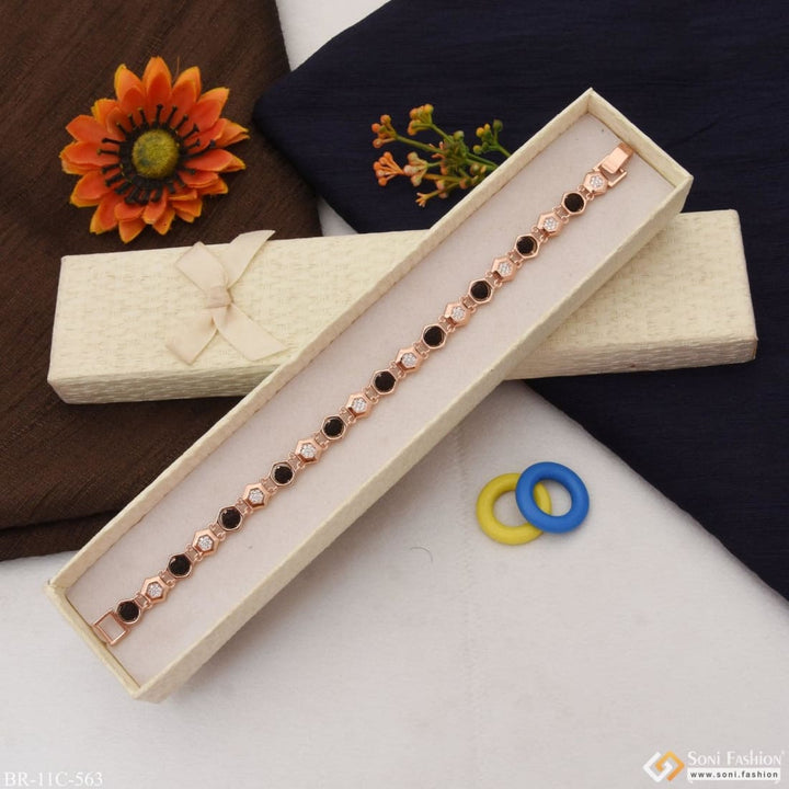 Rose gold with diamond delicate design rudraksha bracelet