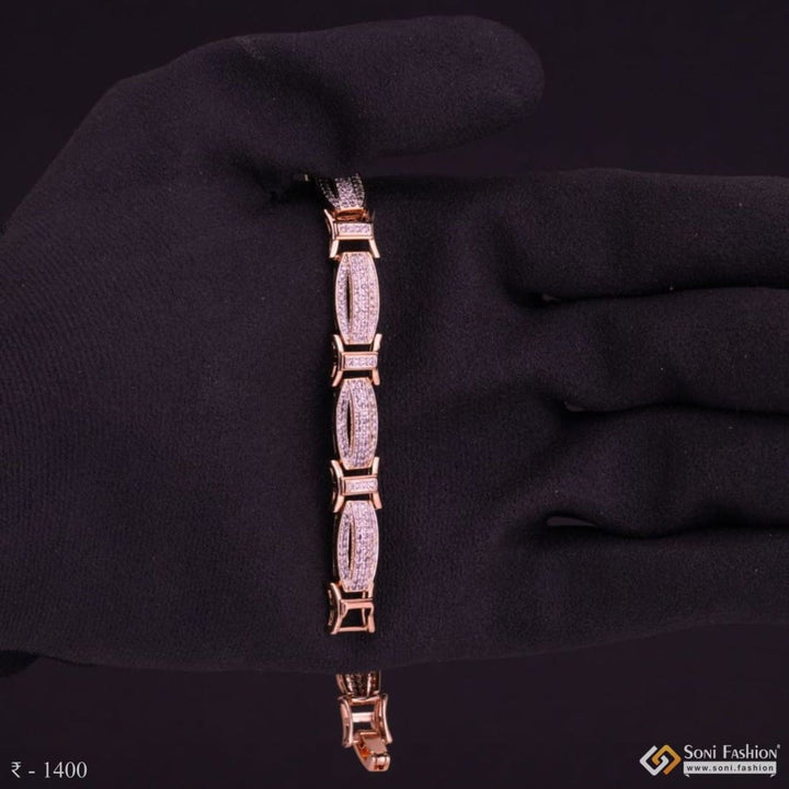 Rose gold imported ambrose bracelet with diamond and rhodium