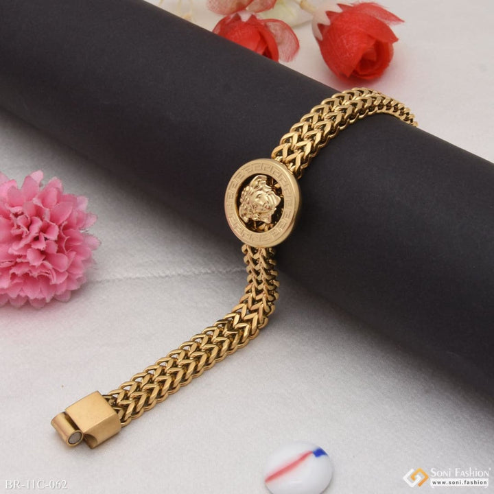 Round shape 2 line glamorous design golden color bracelet