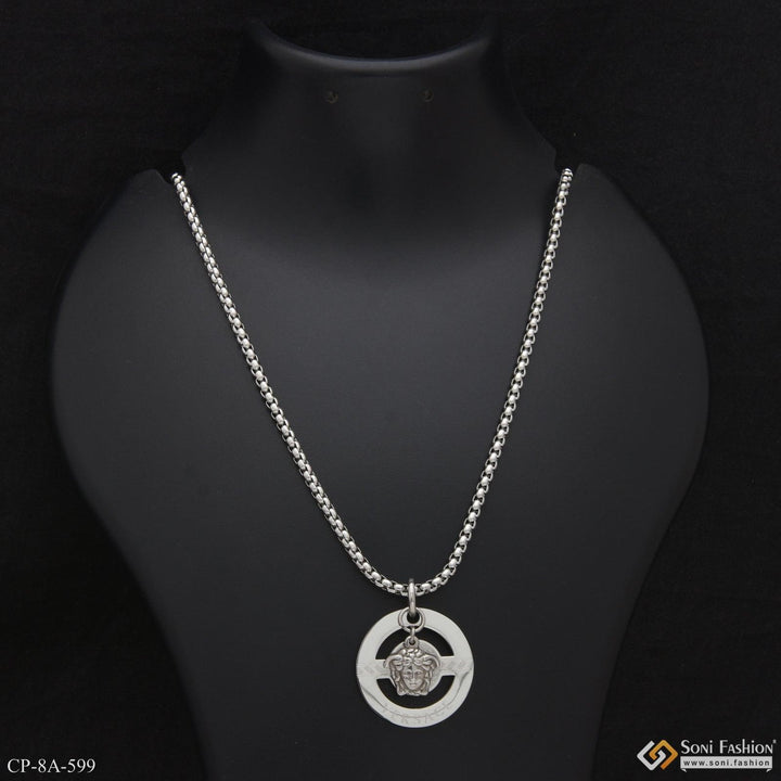 Round Shape Glittering Design Silver Color Chain Pendant