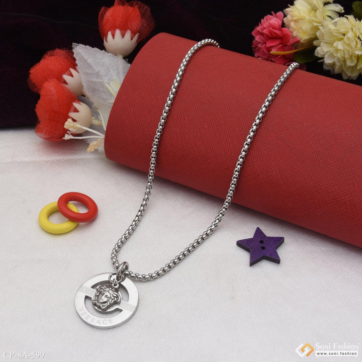 Round Shape Glittering Design Silver Color Chain Pendant