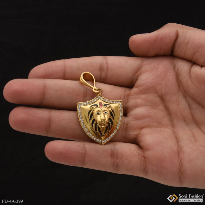 Royal lion with diamond best quality gold plated pendant for