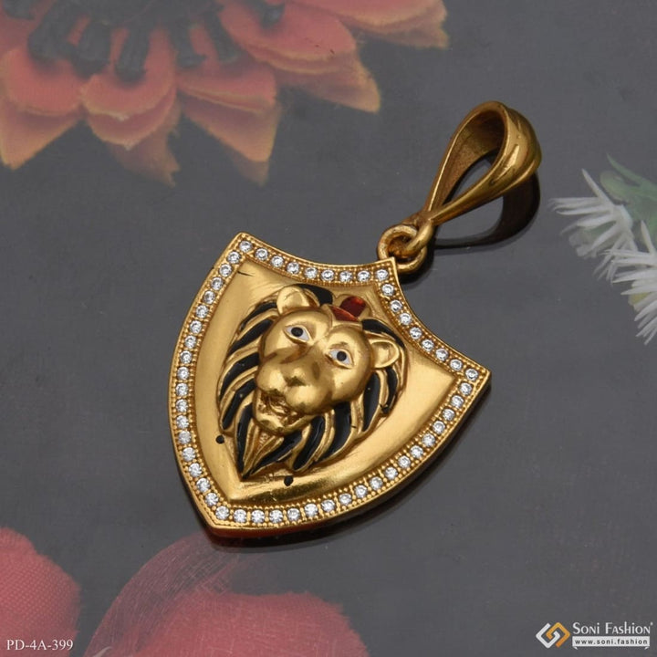 Royal lion with diamond best quality gold plated pendant for