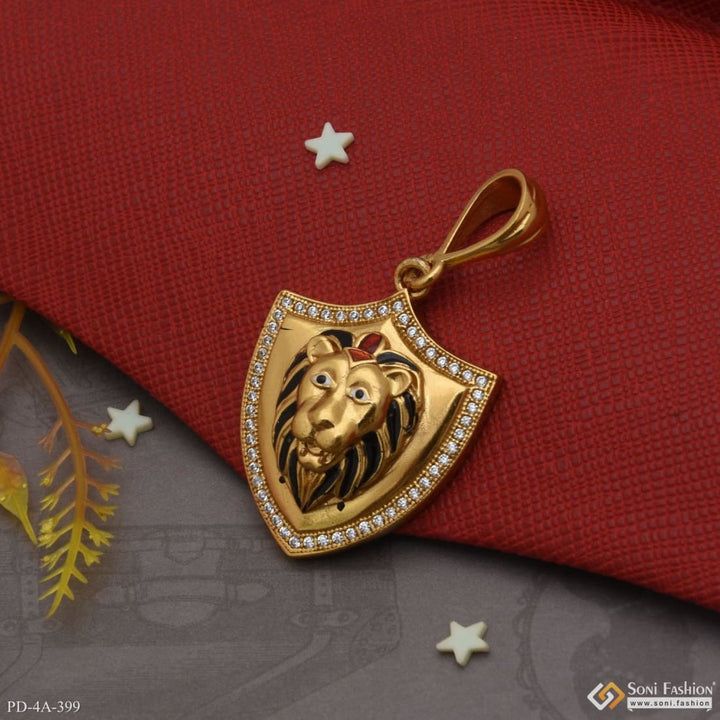 Royal lion with diamond best quality gold plated pendant for