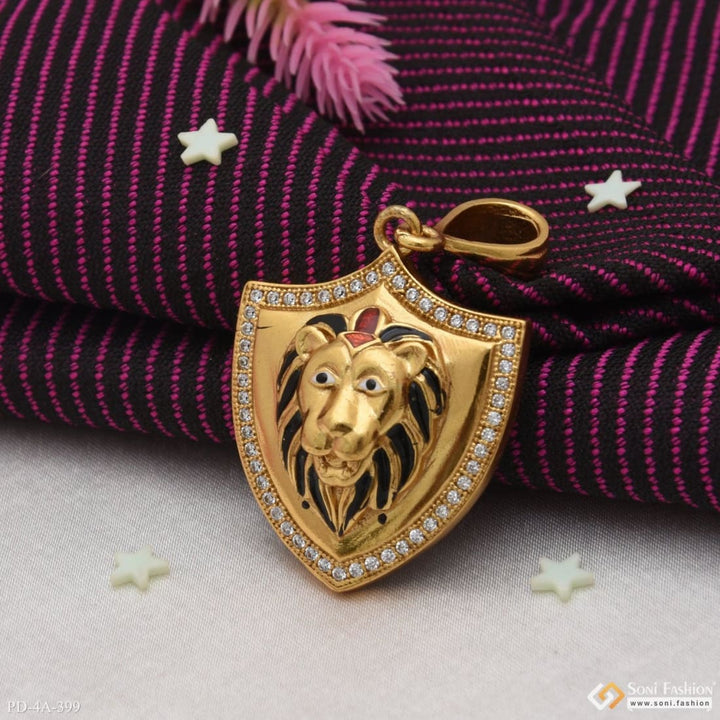 Royal lion with diamond best quality gold plated pendant for