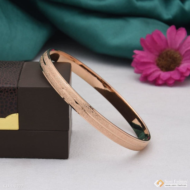 Rose gold double texture line punjabi kada - design for men