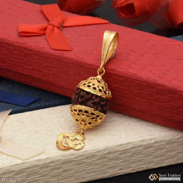 Om with big rudraksh best quality gold plated pendant for