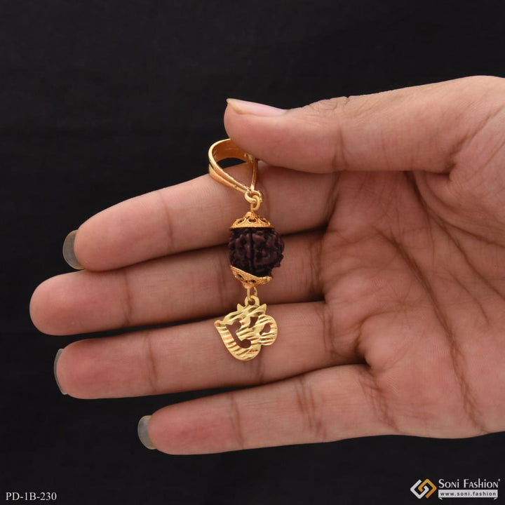 Rudraksh with om superior quality unique design gold plated