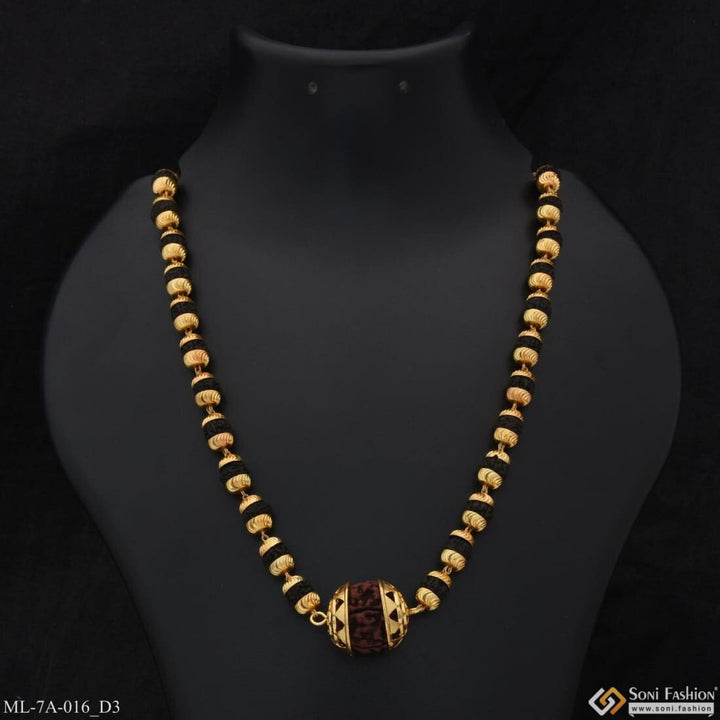 Rudraksha & Single Bead Mala Gold Plated For Men - Style