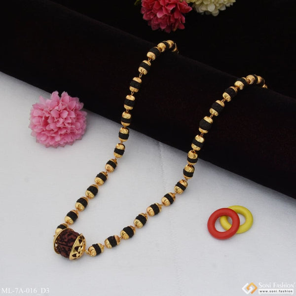 Rudraksha & Single Bead Mala Gold Plated For Men - Style