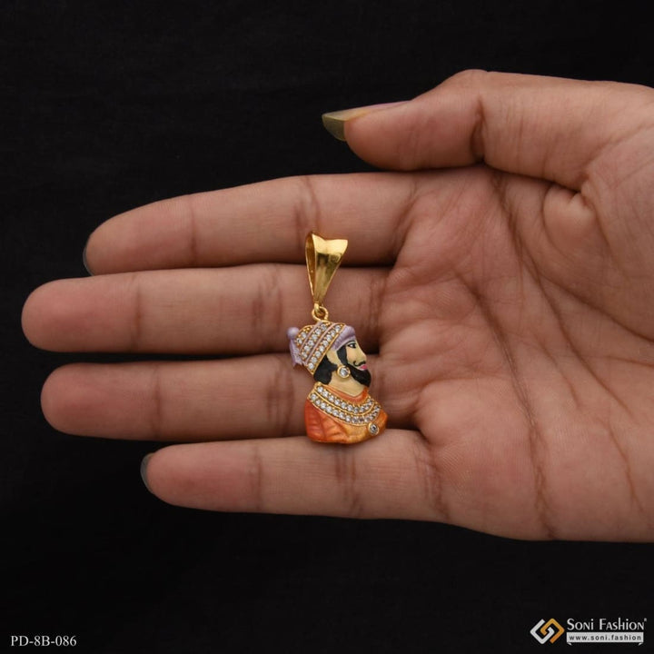 Shivaji maharaj with diamond best quality gold plated