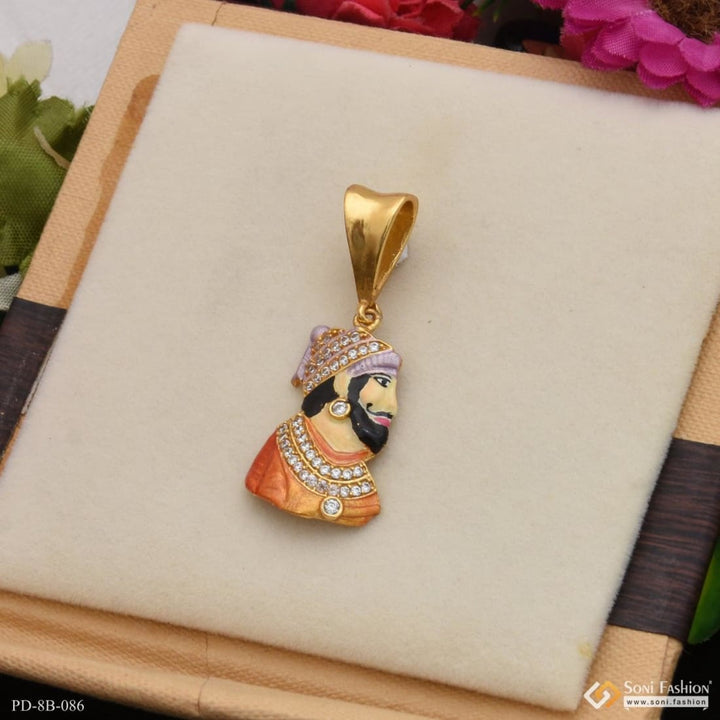 Shivaji maharaj with diamond best quality gold plated