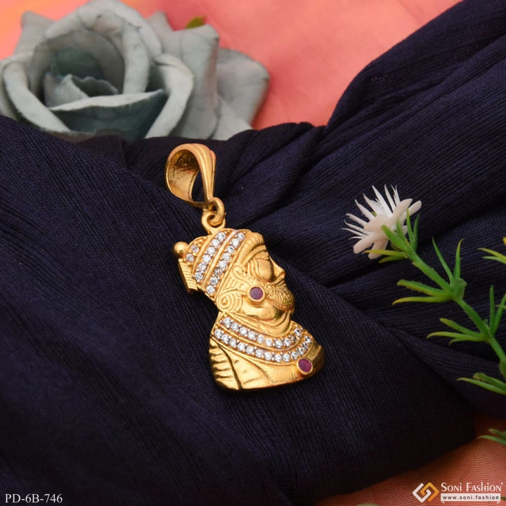 Shivaji Maharaj With Diamond Funky Design Gold Plated